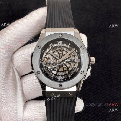 Replica Hublot Classic Fusion Watch Skeleton Dial Black Bezel